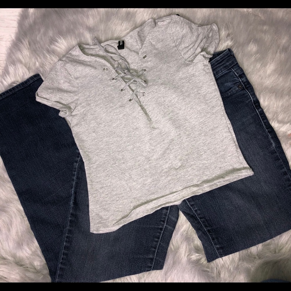 Grey Shirt with adjustable front